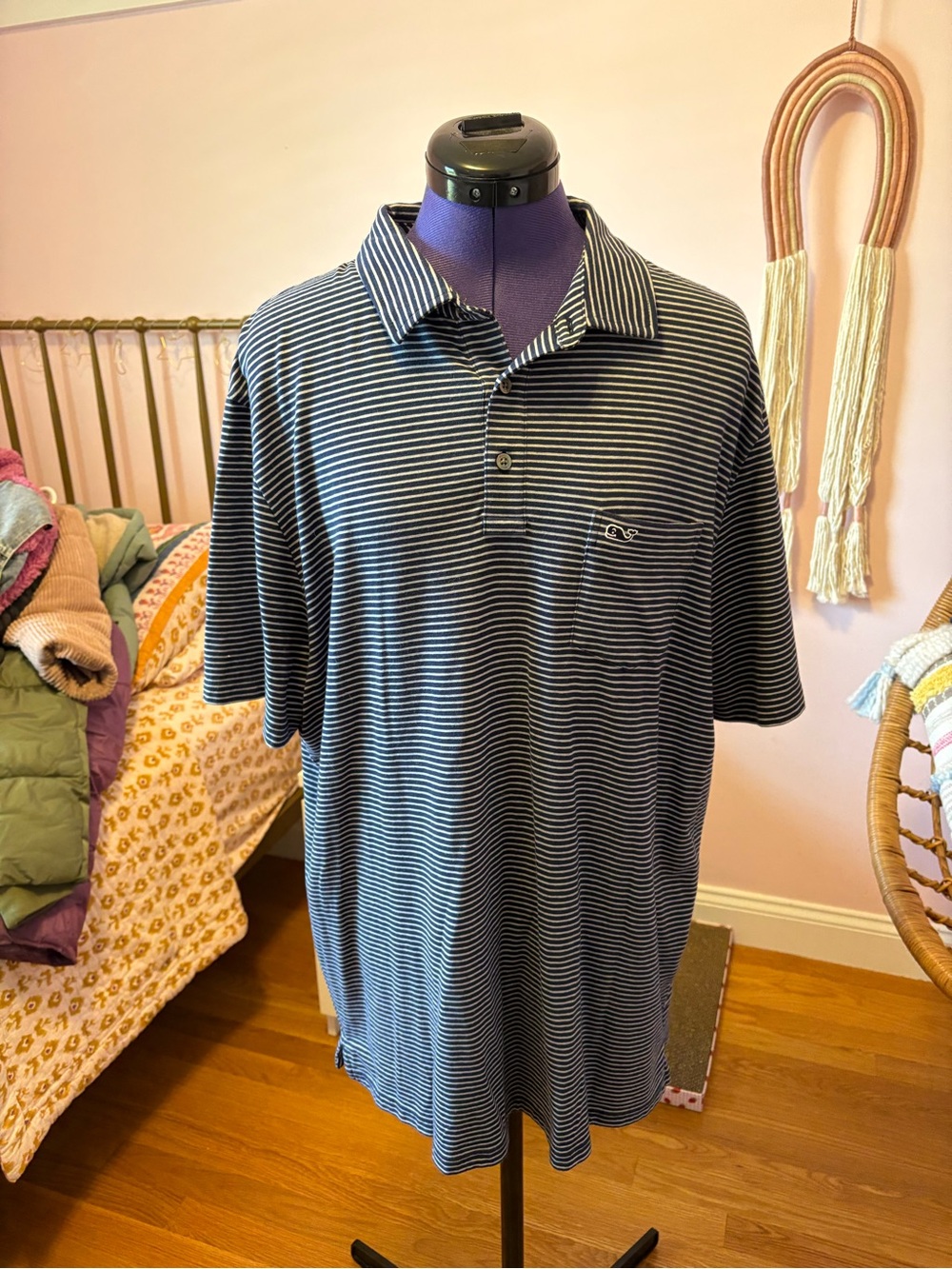 Men's Navy/ Light Gray Edgartown Polo. 57% Pima Cotton, 38% Poly, 5% Spandex